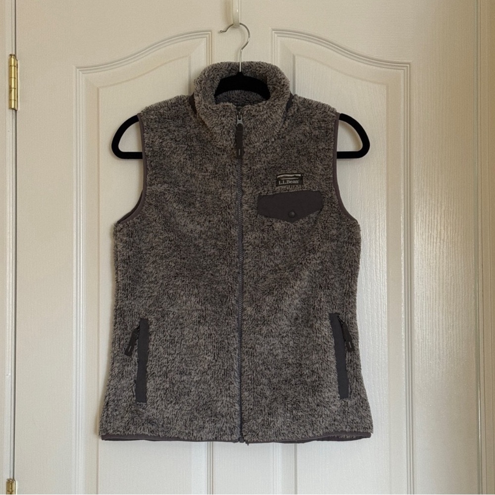 NWT Women’s L.L. Bean Hi-Pile Fleece Vest in Heather Gray